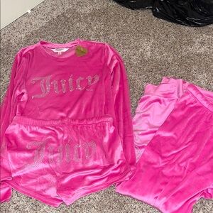 Juicy Couture Vibrant Pink Velour Pajama Set